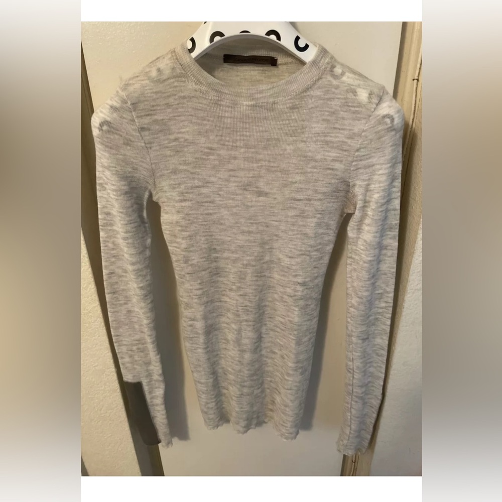 scanlan & theodore gray knit top long sleeves wool blend all fit